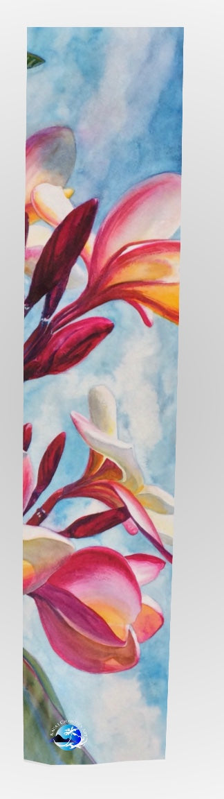Long Scarf with Art of Watercolor Plumeria flowers by artist Christie Marie Elder