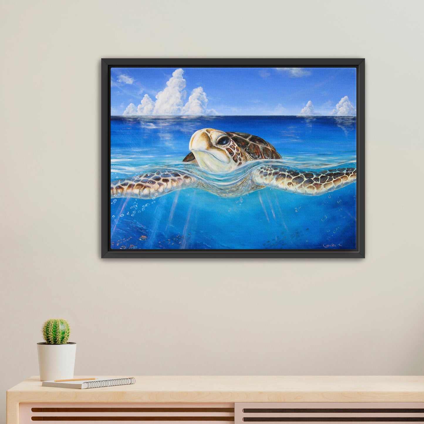 "Peace of the Tropics" Fine Art Canvas or Fine Art / option to Frame, Hawaii Sea Turtle Art by artist © Christie Marie