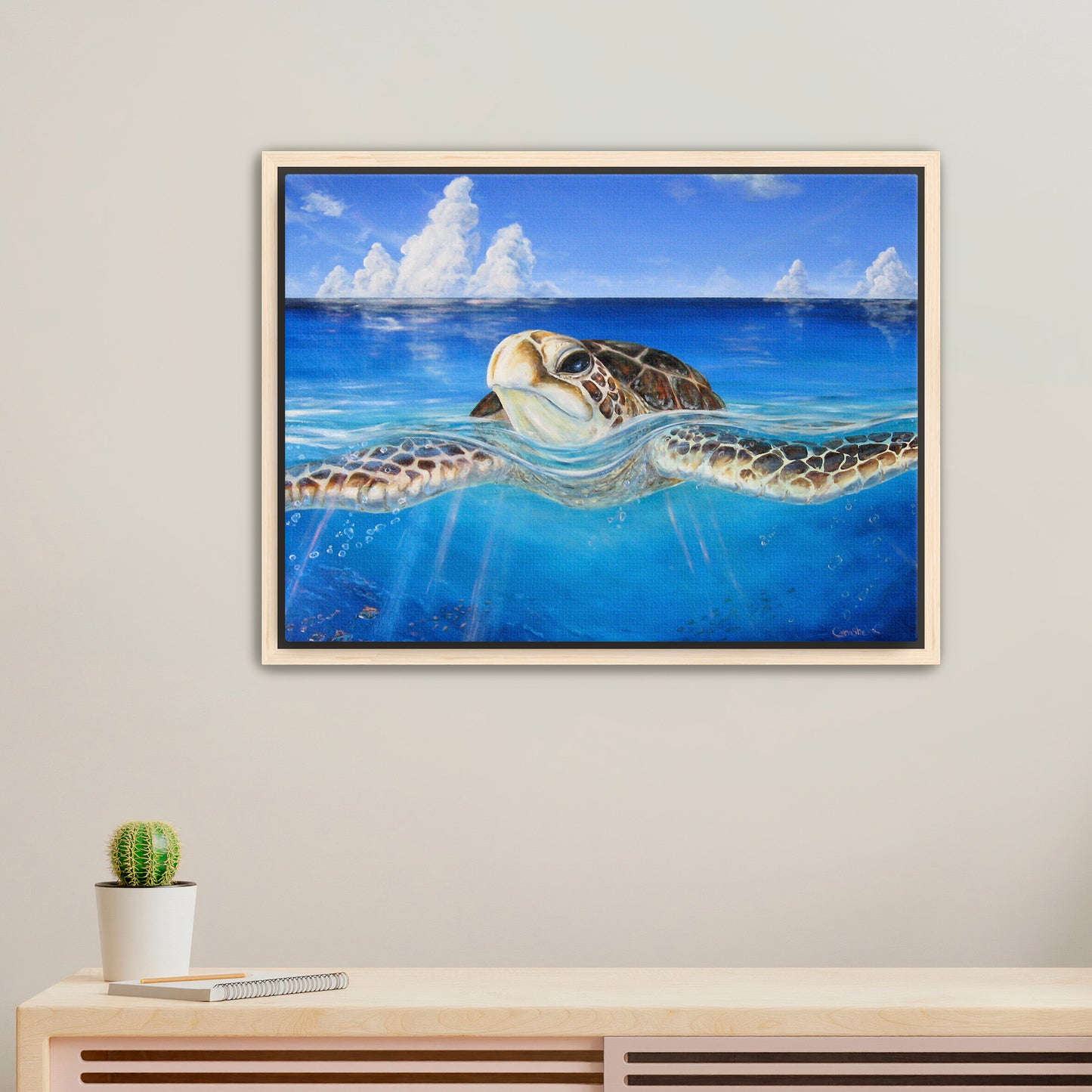 "Peace of the Tropics" Fine Art Canvas or Fine Art / option to Frame, Hawaii Sea Turtle Art by artist © Christie Marie