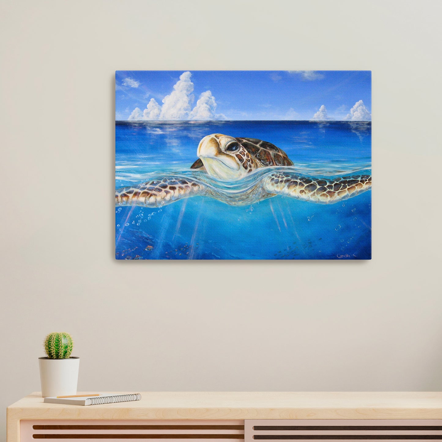 "Peace of the Tropics" Fine Art Canvas or Fine Art / option to Frame, Hawaii Sea Turtle Art by artist © Christie Marie