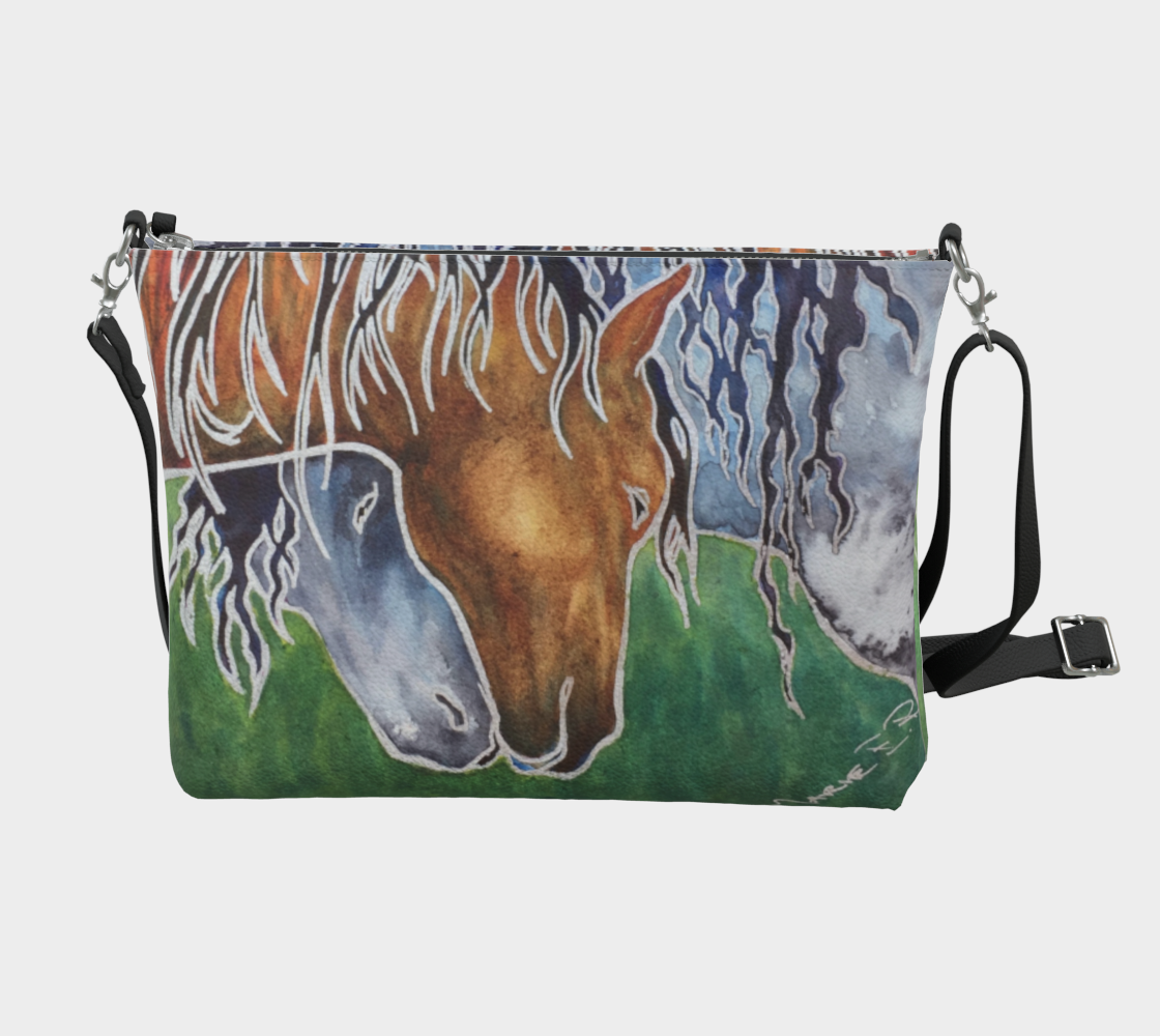Horse Lover Art Print Zipper Purse with Long Strap - Artsy Accessory bag