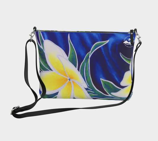 Plumeria Flowers Art Print Purse / Shoulder Bag with Long Strap