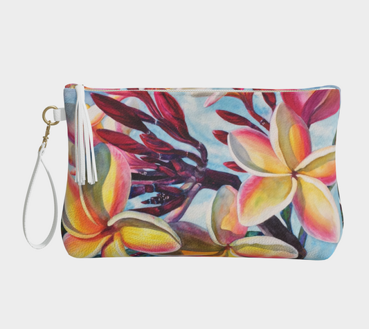Plumeria Art - Vegan Leather Clutch Bag