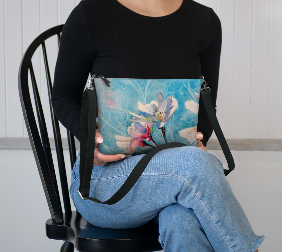 Cherry Blossoms Flowers Art Print Purse / Shoulder Bag with Long Strap