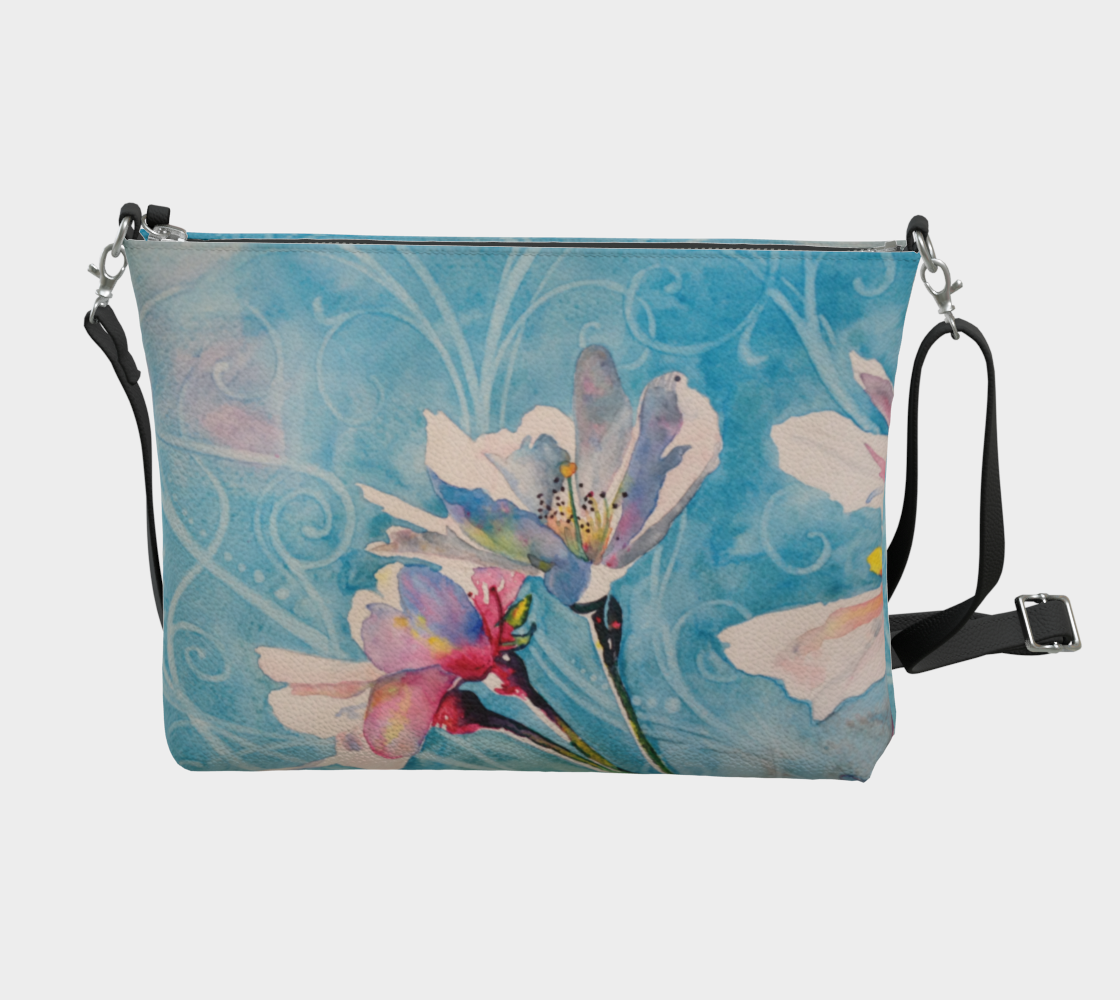 Cherry Blossoms Flowers Art Print Purse / Shoulder Bag with Long Strap