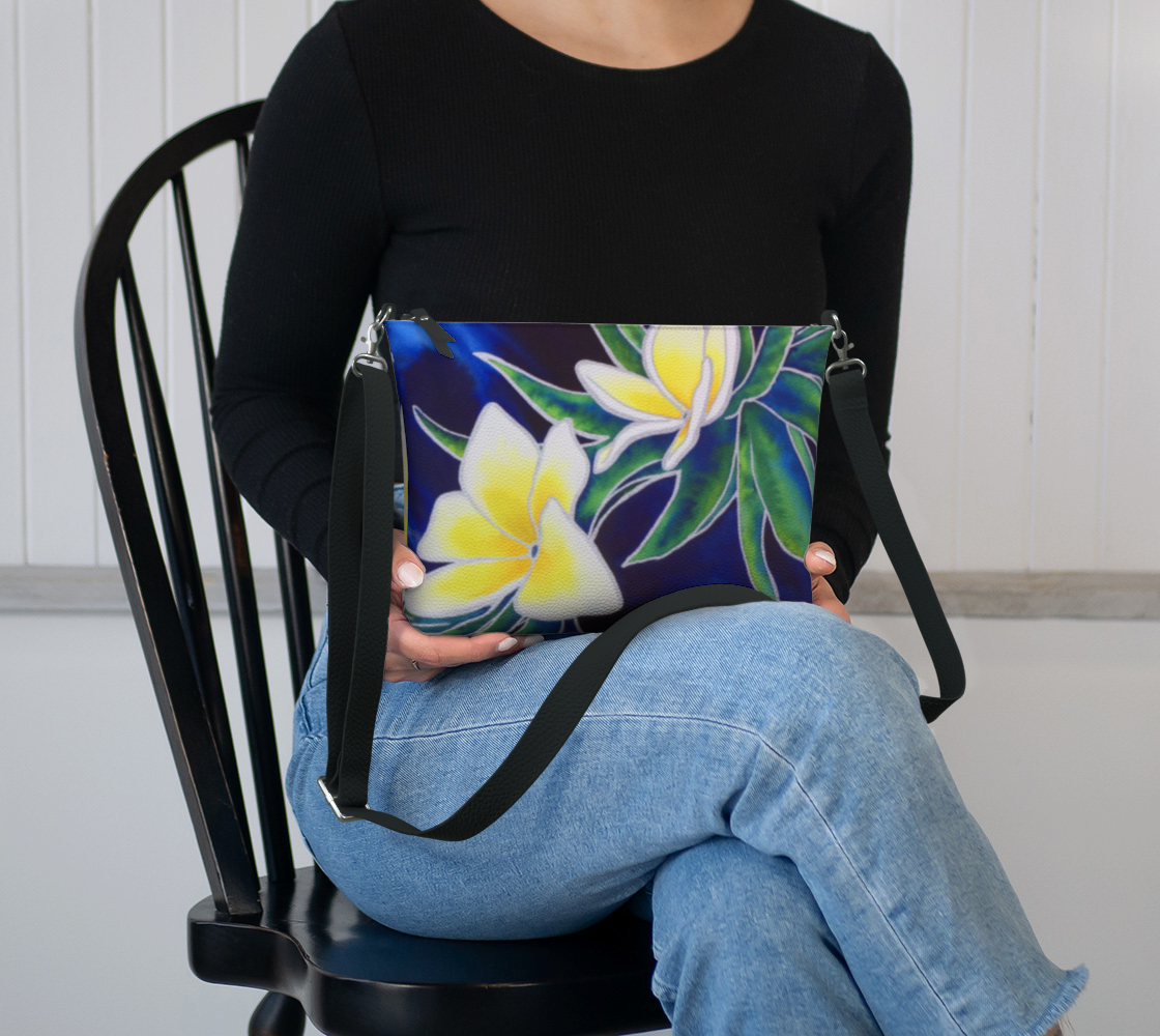 Plumeria Flowers Art Print Purse / Shoulder Bag with Long Strap