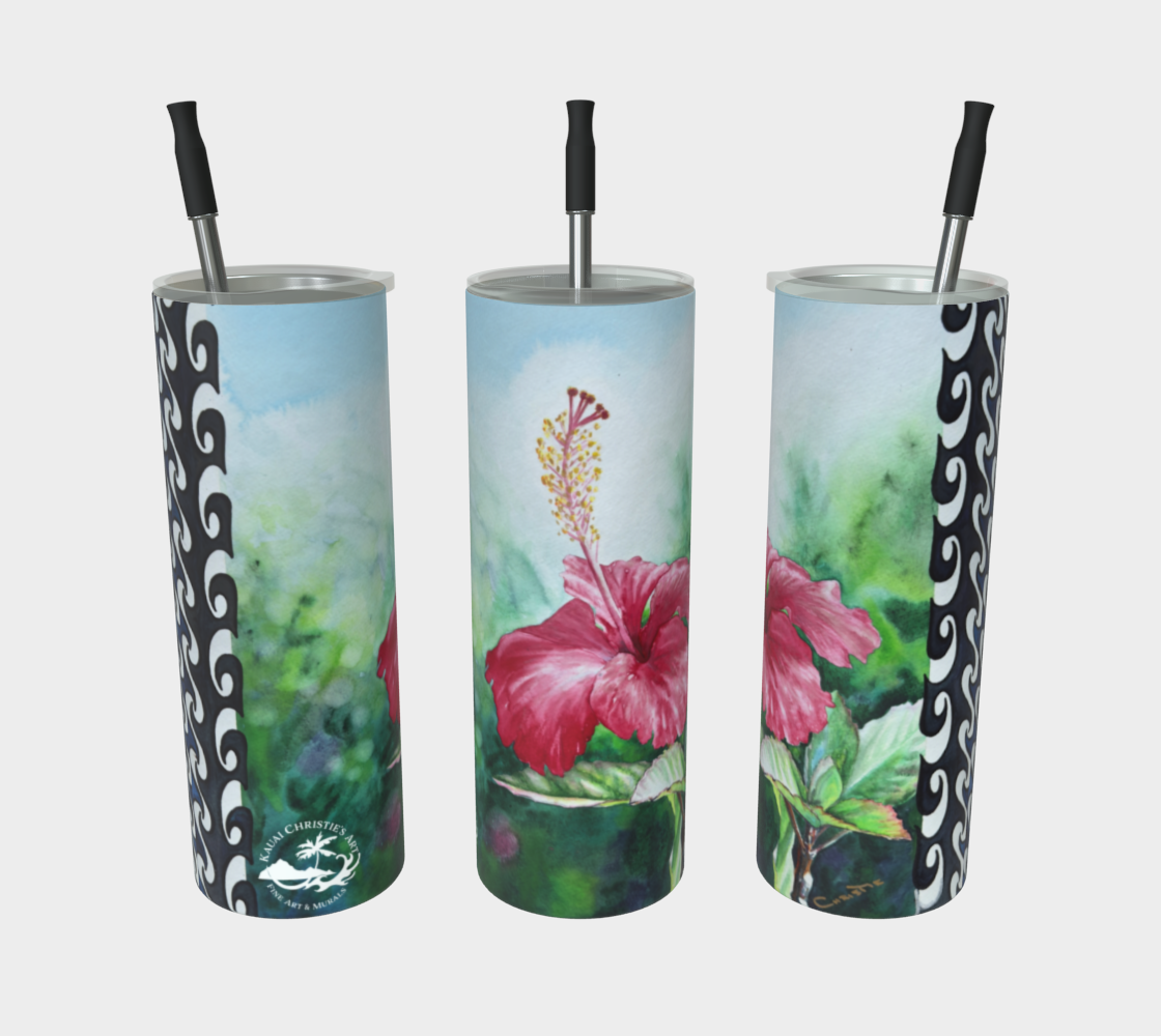Aloha, Hibiscus Flower Art Print, Steel Tumbler Drinkware