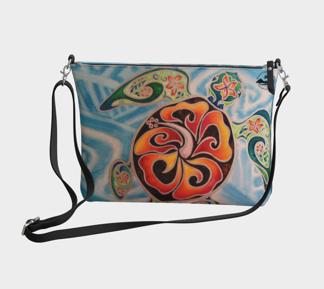 Sea Turtle Art Print Purse / Shoulder Bag with Long Strap