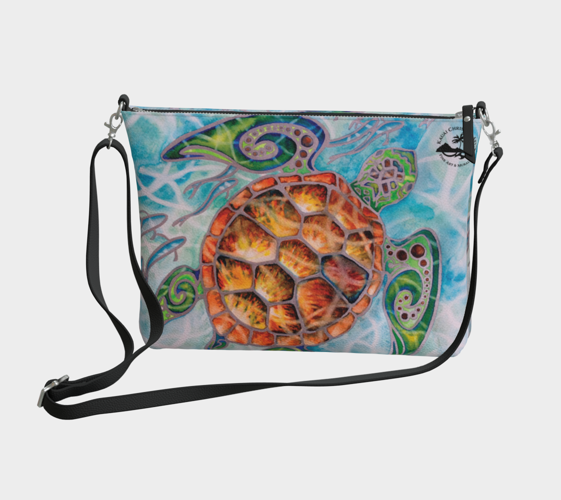 Sea Turtle Art Print Purse / Shoulder Bag with Long Strap