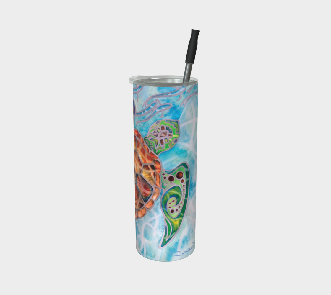 Honu Sea Turtle Art Print  Steel Tumbler Drinkware