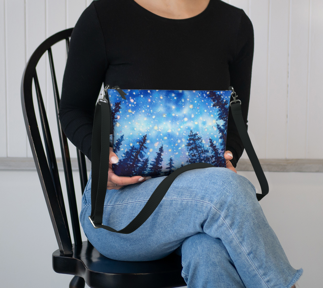 Forest & Stars "Camp" Art Print Purse / Shoulder Bag with Long Strap