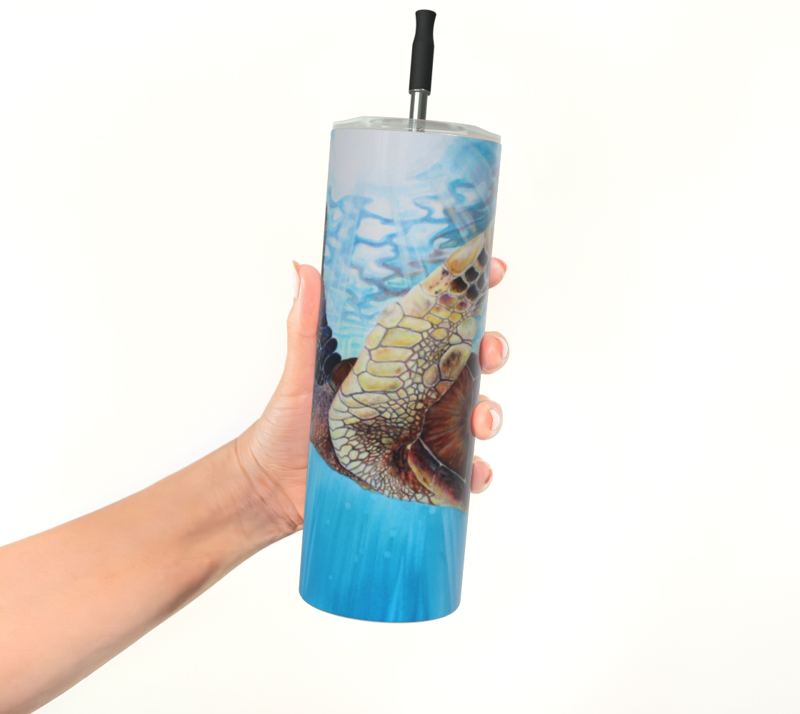 Aloha Spirit / Sea Turtle Art Print, Steel Tumbler, Drinkware