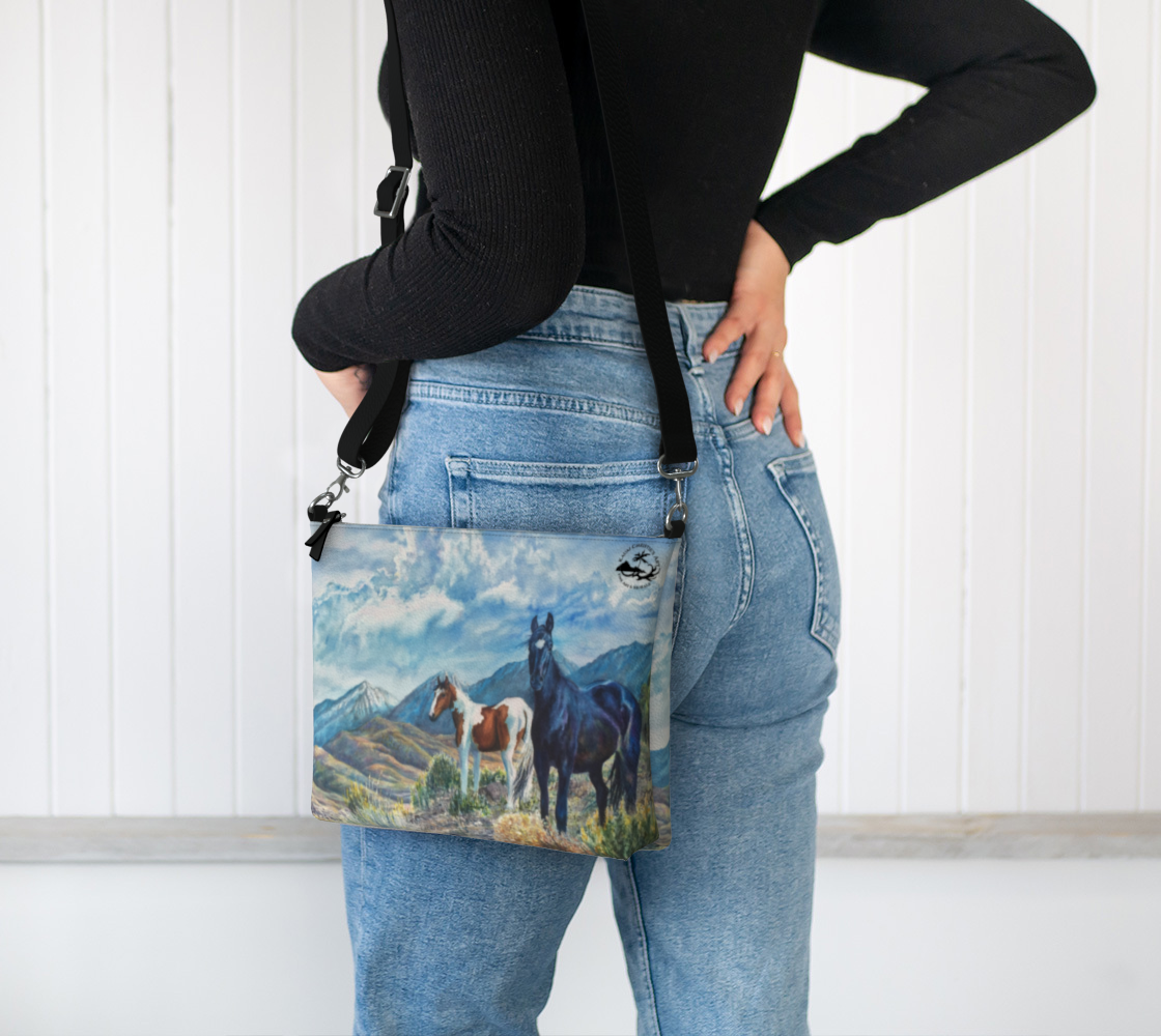 Mustangs Wild Art Print Purse / Shoulder Bag with Long Strap