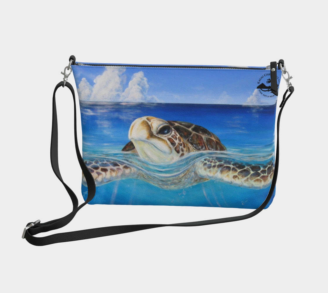Hawaii Sea Turtle Art Print Purse / Shoulder Bag with Long Strap