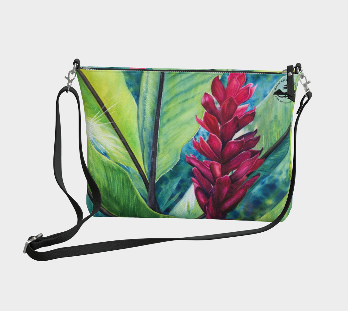 Torch Ginger Flowers Art Print Purse / Shoulder Bag with Long Strap