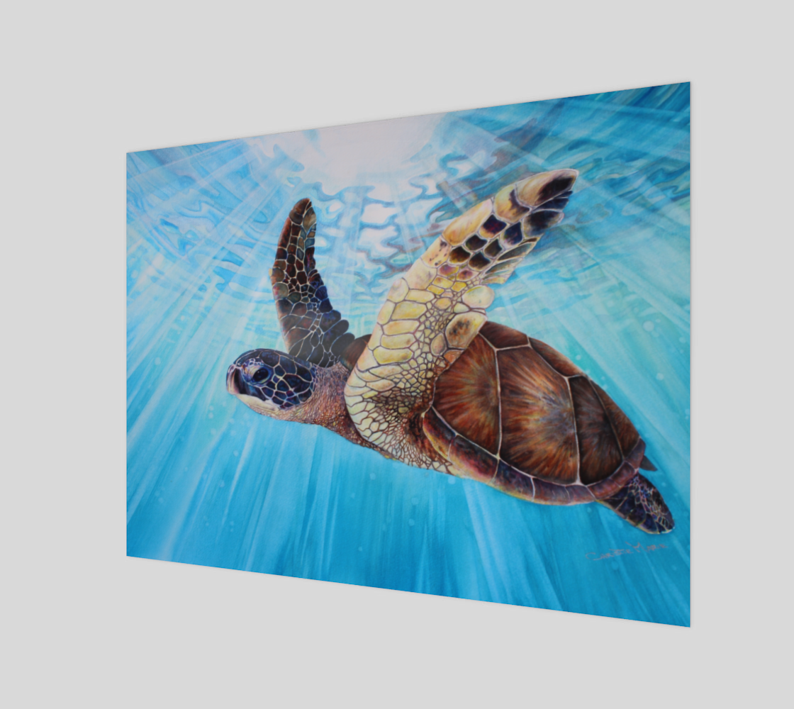 "Aloha Spirit" Fine Art Canvas or Fine Art Wall / option to Frame Prints, Hawaii Sea Turtle Art by artist © Christie Marie